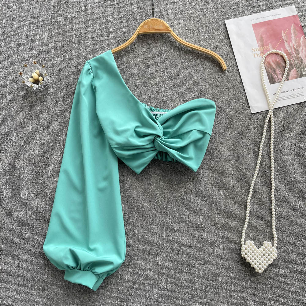 Women's One-shoulder Short Slanted Shoulder Top