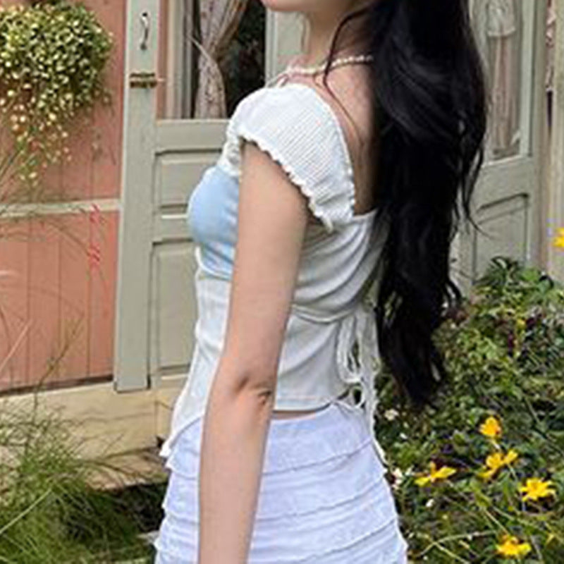 Sweet Spicy Girl Waist-tight Irregular T-shirt