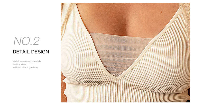 Solid Color Sleeveless Pullover Camisole Low V-neck Gauze Knitting Vest