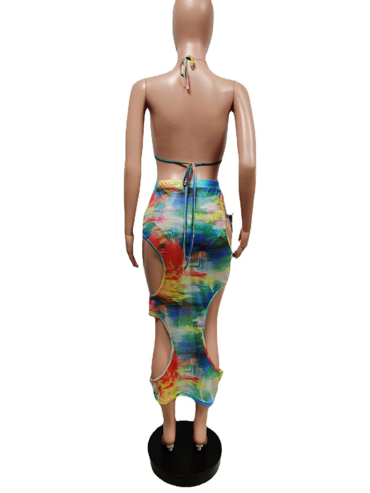 Three-piece Mesh Print Swimsuit Europe And The United States