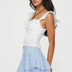 Women's Lace Ruffled Spaghetti Straps Top