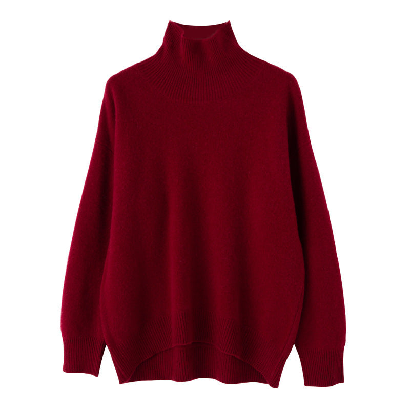 Women's High Lapel Loose And Warm Woolen Sweater