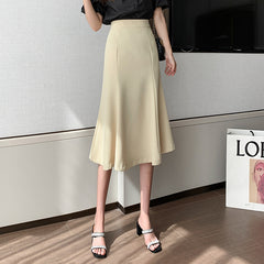 Commuter High Waist Mid-length Skirt OL Was Thin