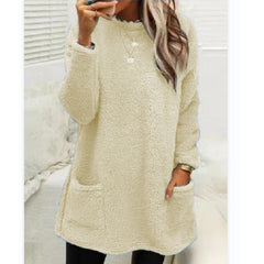 Women's Fleece Pullover Long Sweater With Pockets Winter