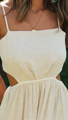 Spring and Summer Women Backless Lace-up Irregular Slit Dress