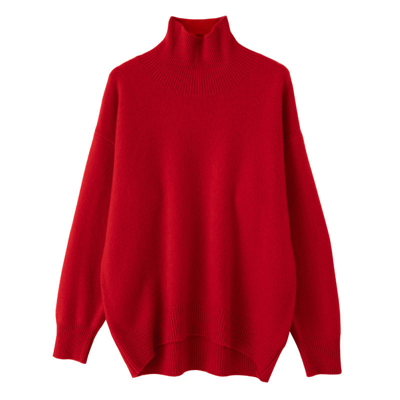 Women's High Lapel Loose And Warm Woolen Sweater