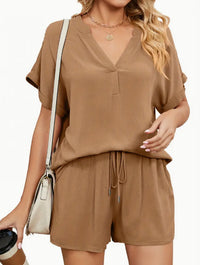 Women's Solid Color Loose Fit Casual 2-Piece Set Conjunto Short