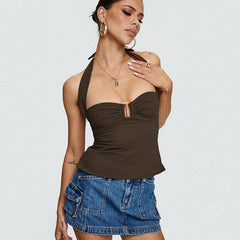 Halter Casual Solid Color Camisole
