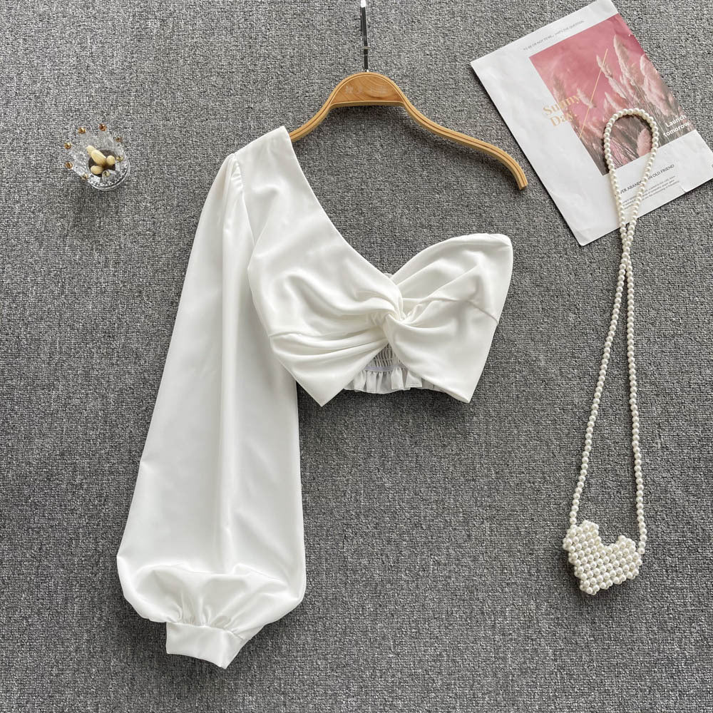 Women's One-shoulder Short Slanted Shoulder Top