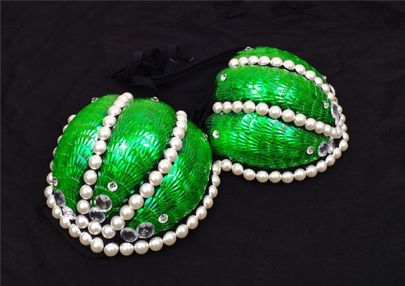 Mermaid Sequined Shell Bikini Top Bra