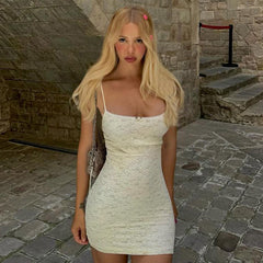 French Fashion Elegant Sexy Sling Lace Sheath Dress