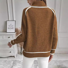 Autumn And Winter Solid Color Color Matching High-necked