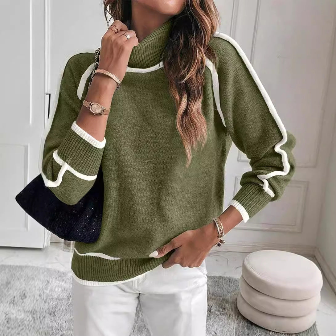Autumn And Winter Solid Color Color Matching High-necked