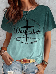 Summer Short Sleeve T-shirt Cross And Letter Print Top