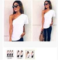 Women's One-shoulder White T-shirt