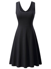 Round Neck Sleeveless Big Swing Solid Color Sexy Dress