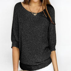 Solid Color Round Neck Sweater Women's